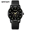 Reloj Sanda para Hombre Digital de Cuarzo Moda Tres Ojos Seis Manecillas Calendario Simple Correa de Malla Reloj para Hombre