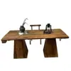 Mesa Grande de Tablero Sólido de Olmo Viejo Estructura de Ensambles de Caja y Espiga Escritorio de Oficina Mesa de Comedor Multi-Persona para el Hogar Combinación de Mesa y Sillas para Hotel B&B
