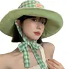 Chapéu de pescador xadrez dupla face feminino chapéu de sol de verão chapéu dobrável anti-ultravioleta aba larga proteção solar chapéu de sol