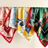 Lenço fino de seda artificial para primavera e verão, lenço quadrado de 70cm, protetor de pescoço, lenço decorativo, popular nas redes sociais, lenço de seda feminino