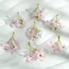 Orquídea artificial pequeña de 3 puntas DIY Xunpu Accesorios para pasador de pelo de mujer diadema flores de gasa Zapatos y sombrero Accesorios de flores artificiales