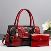 Conjunto de Duas Peças de Bolsas Mãe e Filha, Bolsa de Mão Brilhante em Couro com Padrão de Pedra, Bolsa de Ombro Transversal Casual e Fashion, Bolsas Transfronteiriças