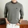 Nueva Sudadera con Capucha de Manga Larga para Hombre Otoño Jersey de Cuello Redondo Top Capa Base de Moda Camiseta de Manga Larga para Hombre