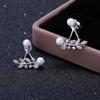 Pendientes Sencillos de Plata de Ley con Perlas Estilo Japonés y Coreano Pendientes Pequeños Estilo Fresco Pendientes Hoja de Árbol Estilo Mori Gancho para la Oreja Colgante Trasero Pendientes Elegantes