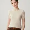 Estilo Luxo Leve de Alta Qualidade! Suéter Feminino 100% Caxemira Gola Redonda Manga Curta Malha Trançada Calibre 12 Manga Curta Versátil Camada Base