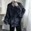 Camisa Retro Estilo Hong Kong de Manga Larga con Salpicaduras de Tinta Azul Oscuro, Nuevo Estilo de Otoño para Hombres Modernos, Holgada y de Moda, Versátil