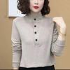 Suéter de Cuello Alto Vertical para Mujer Talla Grande Otoño e Invierno Suelto Adelgazante Moderno Jersey Camisa Básica Nuevo Abrigo Grueso para Mujer