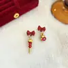 Nuevos Pendientes de Haworthia Confitada con Lazo de Bolsa de la Suerte Roja, Pendientes de Moda de Estilo Chino Nuevos, Pendientes de Lujo Ligero de Gama Alta para Mujer