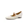 Zapatos Mary Jane ultra suaves de piel de oveja estilo coreano para mujer, con tacón oculto, puntera poco profunda y diseño de una sola tira, perfectos para primavera y verano