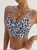 Sutiã Esportivo Transfronteiriço Moderno Europeu e Americano com Estampa de Leopardo para Mulheres com Alças Finas, Secagem Rápida, Acolchoado, Roupa Fitness