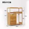 Gabinete de Té Móvil Gabinete Lateral de Cocina Estante para Té Estante Cubo Estante de Almacenamiento de Madera Maciza de Bambú Mesa Lateral de Mesa de Té