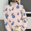 Suéter de lana de cuello alto cálido para mujer con estampado digital navideño, nuevo para otoño e invierno, transfronterizo, puede ser al por mayor