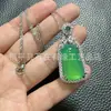 Pingente de Calcedônia Verde Gelo Ágata Pingente da Paz Colar Novo Estilo Chinês Corrente com Pingente da Paz Inlaid em Calcedônia Verde