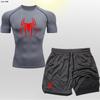 Explosiones Transfronterizas Spider-Man para Hombre Traje de Top y Shorts Dobles Dos en Uno Gimnasio Correr Entrenamiento Secado Rápido