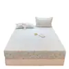 Conjunto de Lençol de Baixo com Elástico em Gaze Dupla de Três Peças, Toque de Algodão Puro, Protetor de Colchão para Todas as Estações, Cobre-Cama de Cobertura Total, Peça Única, Grau Materno e Infantil