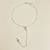 Collar Cruzado en Y Transfronterizo Europeo y Americano para Mujer, Cadena para Clavícula con Borla de Colgante Redondo de Nicho, Accesorio de Cadena en Capas Personalizado