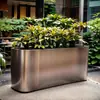 Macetero Cuadrado de Acero Inoxidable para Exteriores, Canaleta de Flores de Hierro, Combinación de Macetero de Metal para Separación de Calle Comercial al Aire Libre