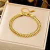Pulsera de joyería de moda dorada ins para combinar con todo, pulsera de acero de titanio simple de lujo ligero, trébol de cuatro hojas para mujer, transfronteriza
