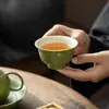 Caramelo Verde Pequena Tangerina Verde Polvilhada Ouro Prensado Caneca de Mão Cerâmica Master Cup Xícara de Chá Novo Estilo Chinês Imitação Dinastia Song Retro Conjunto de Chá Xícara Única