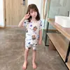 Pijama para Niños Niños Traje Delgado de Manga Corta Niñas Ropa de Casa para Aire Acondicionado Seda de Hielo Transpirable Clase A 0-10 Años Bebé