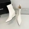 Primeiro Encontro com Ji Po: Nova Coleção Outono/Inverno 2026, Botas Finas Estilo Francês Bico Fino em Couro Macio para Mulheres, Botas de Cano Curto de Salto Alto Emagrecedoras