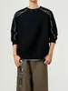 Sudadera con Capucha de Cuello Redondo con Diseño de Hilo Brillante Retro para Hombre Otoño Invierno Marca de Moda Holgada Casual Versátil Pulóver Superior Ropa de Hombre