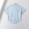 Cardigan de manga curta com zíper na lapela para mulheres, novo para primavera e verão, corte justo versátil, cor sólida, bainha irregular, blusa top pequena