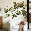 Pegatinas de Pared Estilo Chino Meticuloso de Flores de Begonia y Pájaros, Decoración de Pared Nueva Estilo Chino para Sala de Estar y Estudio, Pegatinas de Pared Impermeables Autoadhesivas