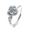 Anillo de Diamante de un Quilate de Suministro en Vivo Fabricante Venta al por Mayor Moda Temperamento Flor Irregular Circonita Anillo Abierto Regalo