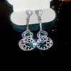 Pendientes de Borla Florales de Zircón Esmeralda Aguja de Plata, Pendientes de Lujo Ligero de Moda de Gama Alta, Accesorios para Orejas Elegantes y Versátiles