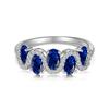 Anel Romântico Francês de Prata de Lei S925 para Mulheres Coração Azul Geométrico Corte Zircônia Flor de Gelo Design Anel Moderno e Elegante