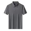 Camiseta de Manga Corta de Nylon para Hombre de Verano Fina de Seda Helada Camisa Polo sin Costuras con Cuello de Solapa Negocios Alta Elasticidad Deportiva Casual