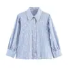 Camisa Versátil de Estilo Europeo y Americano Transfronterizo 2026 Nueva Moda Elegante para Mujer al por Mayor con Estampado Floral Rayado 3564076