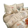 Juego de cuatro piezas de algodón puro Clase A, ropa de cama de gasa de doble capa, funda de edredón 100% algodón, sábana bajera, funda de edredón, juego de tres piezas para dormitorio universitario 4