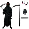 Capa de Ceifador para Halloween Infantil, Fantasia Cosplay de Esqueleto Luminoso, Fantasia de Bruxa de Terror para Mascarada Infantil