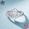 Anillo de Plata de Ley S925 Aiful Corona Romántica Soñadora Moissanita Chapado en Platino Lujo Ligero Estilo Princesa Anillo de Boda