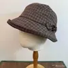 Sombrero de Pescador con Borde Enrollado Estilo Japonés para Mujer, Sombrero de Sol a Cuadros Estilo Británico para Primavera y Verano, Plegable y Portátil, Sombrero de Cubo con Protección Solar que Hace que la Cara Parezca Más Pequeña