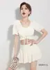Novo Maiô Dividido Duas Peças Saia Paga Estilo Feminino Feminino Pequeno Fresco Estilo Estudantes Sexy Roupa de Banho para Fonte Termal