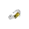 Nuevo Anillo de Dedo Estilo Coreano Lava Irregular Incrustado Esmeralda Alta Calidad Estilo Frío Simple Abierto para Mujer