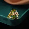 Venta Caliente Transfronteriza Nuevo Anillo de Diamantes Azul Oscuro Incrustado Personalidad Europea y Americana para Mujer Joyería al por Mayor