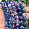 6/8/10mm Piel de Tigre Azul-Morado Patrón de Dragón Ágata de Fuego Bolas Redondas Accesorios para Joyería DIY Fabricación de Productos Semi-Acabados Venta al por Mayor