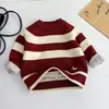 Suéter Bordado de Pônei Infantil Espesso e Forrado com Lã para Meninos e Meninas, Suéter Espesso Versátil com Design Color-Blocking