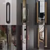 Maçaneta de Porta de Vidro com Logo Gravado Estilo Chinês, Maçaneta de Porta de Madeira Maciça Estilo Antigo para Quartos Privativos, Maçaneta de Entrada de Hotel