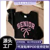 Sudadera Transfronteriza Sudadera para Personas Mayores, Suéter Coquette Rosa con Lazo, Forro Polar