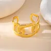 Pulseira Aberta Geométricas Irregulares Europeias e Americanas em Aço Inoxidável Estilo Lava Fashionável Única com Padrão de Onda d'Água