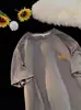 Camiseta Blanca de Manga Corta de Seda de Hielo para Niños 2025 Nueva de Verano Marca de Moda Holgada Peso Pesado High Street Camiseta de Manga Media Ropa