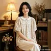 Camisa Floral de Manga Corta 2026 Estilo Japonés Mori Girl Cuello de Encaje Pulóver Artístico Versátil Suelta Camiseta Top Ropa para Mujer