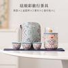 Juego de Té de Viaje Estilo Chino Marea Nacional Color Esmalte Juego de Una Tetera Tres Tazas Traje de Regalo Camping Juego Portátil para Hacer Té