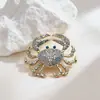 Nova Broche Criativo Exagerado Americano Europeu de Caranguejo com Strass Liga Animal Incrustado com Strass Acessório Corsage Pinos para Mulheres