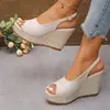 En stock: Sandalias de cuña estilo europeo y americano con punta abierta, talla grande, nuevo estilo verano 2026, plataforma, exportación transfronteriza, sandalias romanas para mujer.
